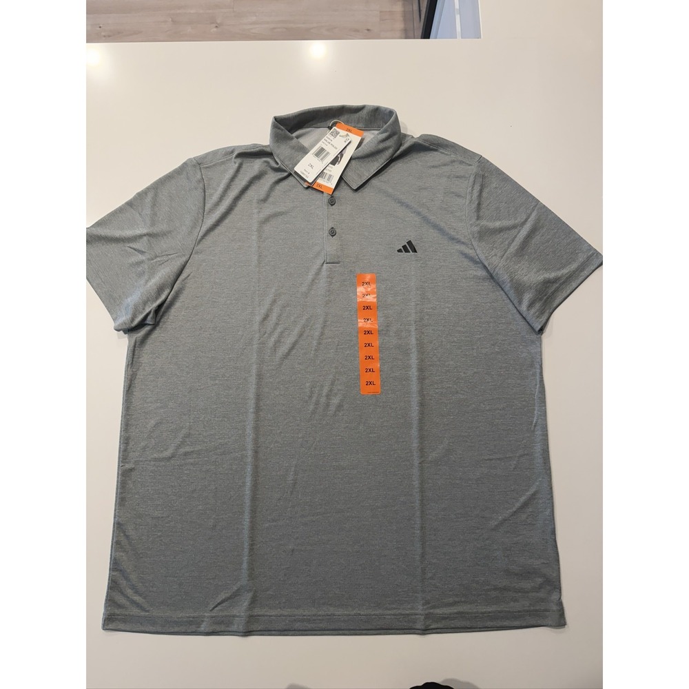adidas Value Polo 2 Men's 2XL Gray Short Sleeve Collared Button Polo Shirt